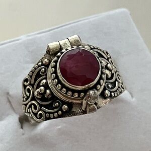 Ruby Sterling Silver 925 Poison Ring Size 8